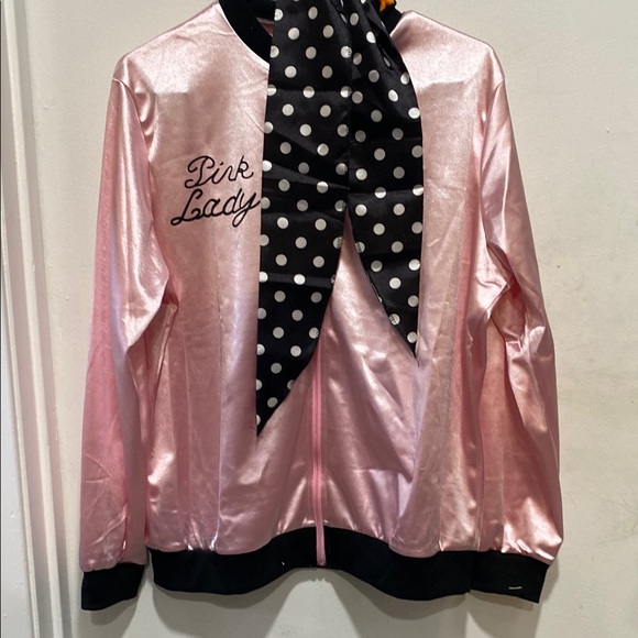 Shiny Pink Bomber Jacket with Black Trim (C343) - Picture 1 of 5